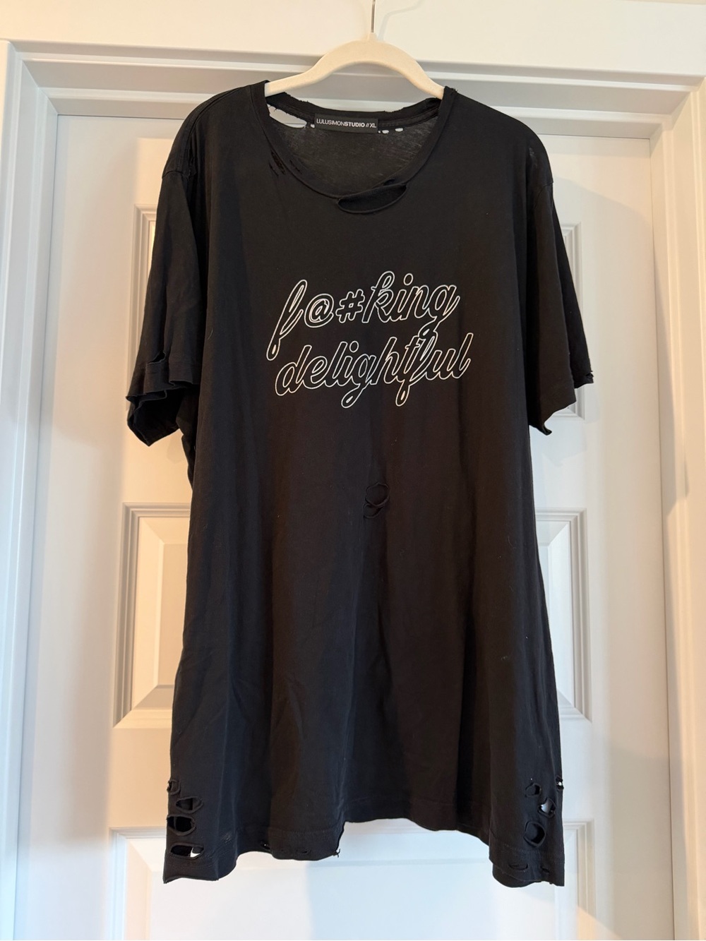 Vici Black Graphic Distressed Short Sleeve Tee - "f@#king delightful"